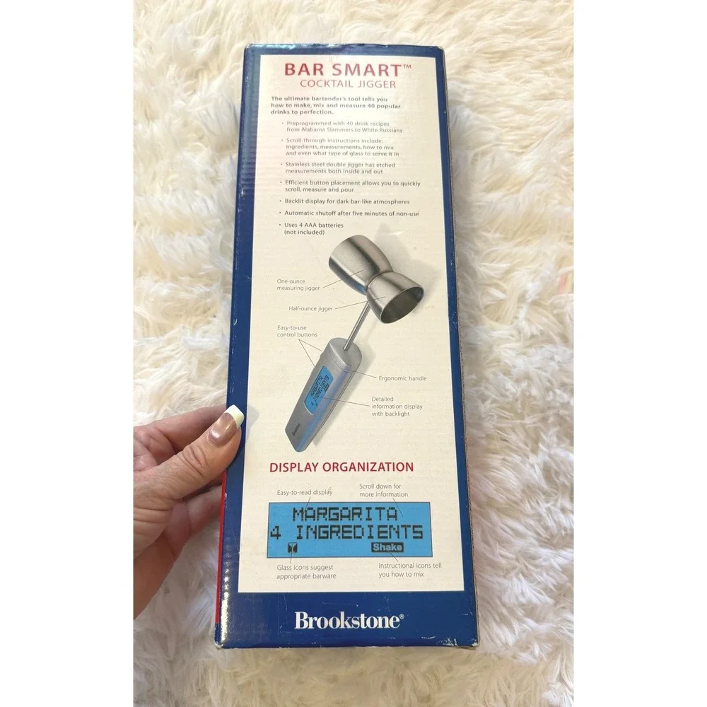 Brookstone Bar Smart Cocktail Jigger Digital Bartender Tool 40 Recipes